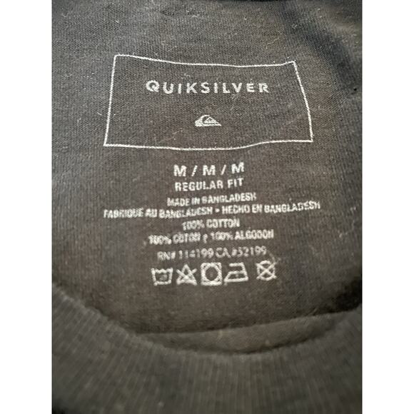 Quicksilver Sz M Front Graphic LS Black T Shirt Surf Beach Casual - Picture 4 of 7